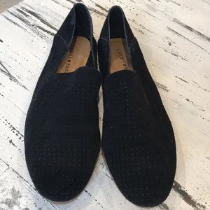 Lucky Brand Black MicroSuede Loafers 8.5